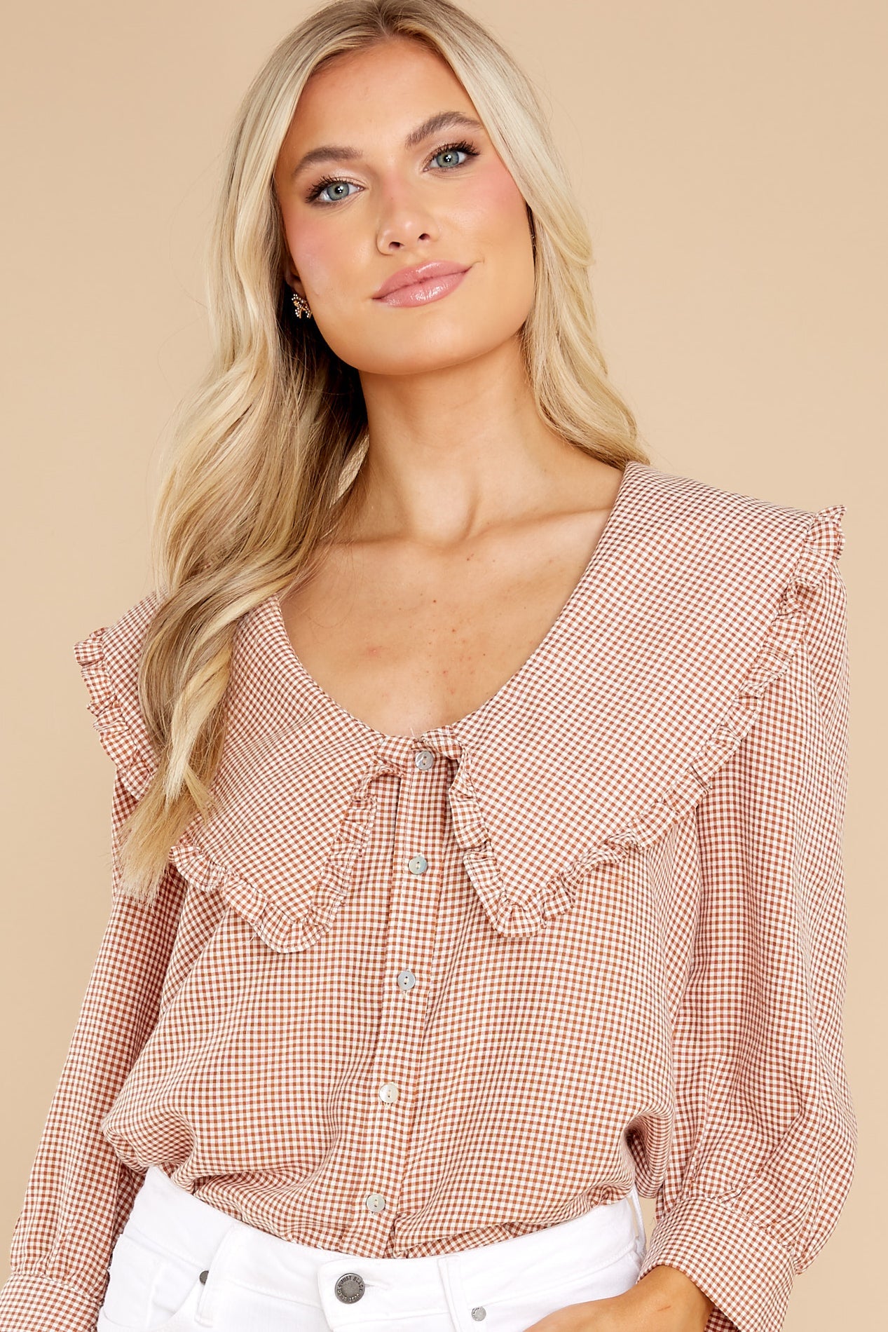 Take Me On A Picnic Brown Gingham Top
