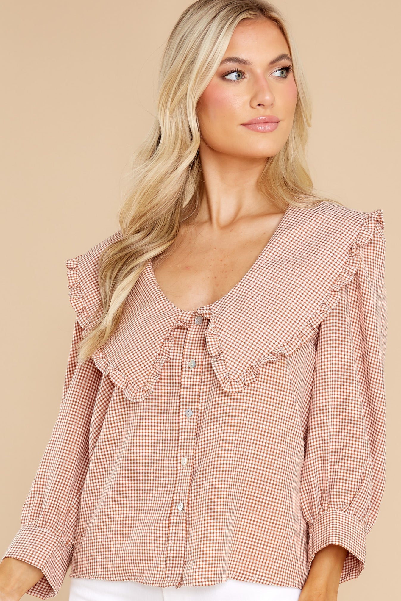 Take Me On A Picnic Brown Gingham Top