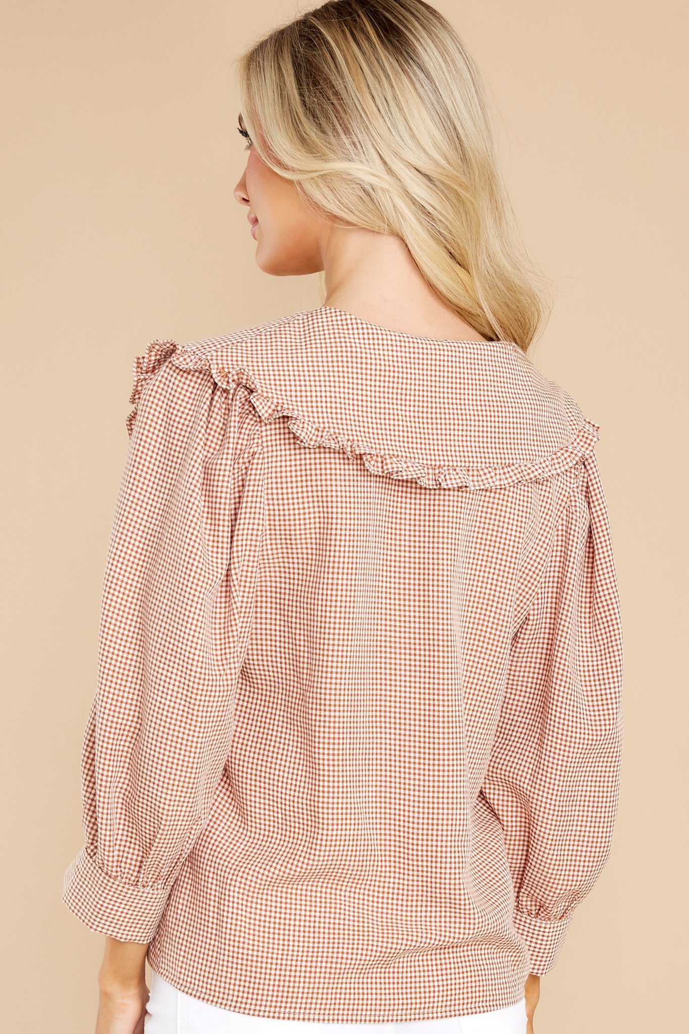 Take Me On A Picnic Brown Gingham Top