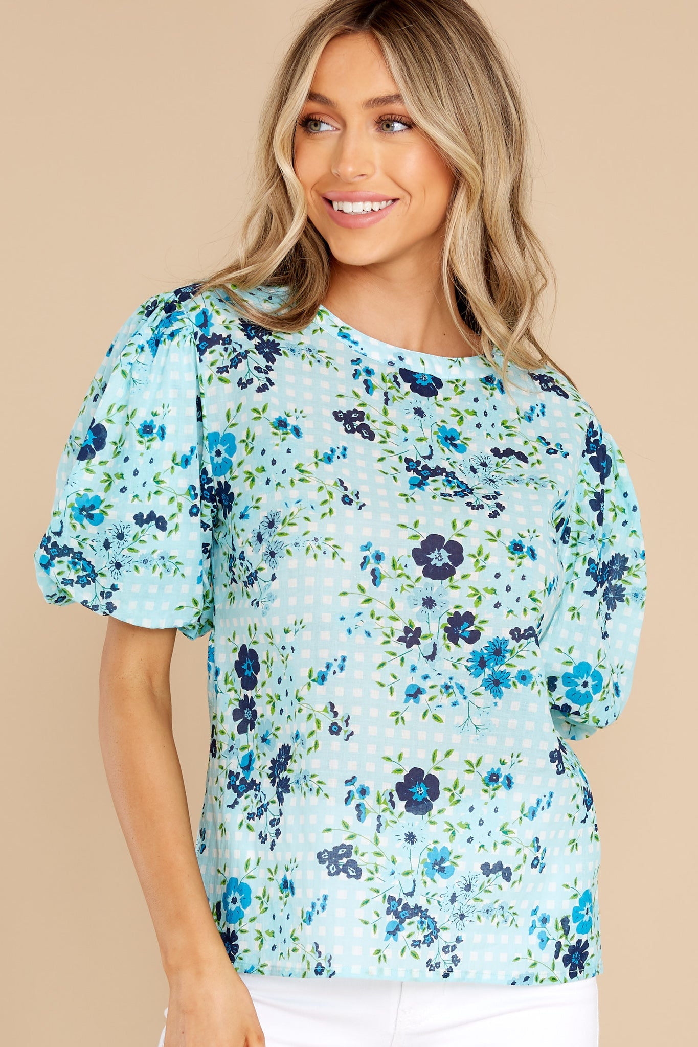 Annie English Garden Baby Blue Top