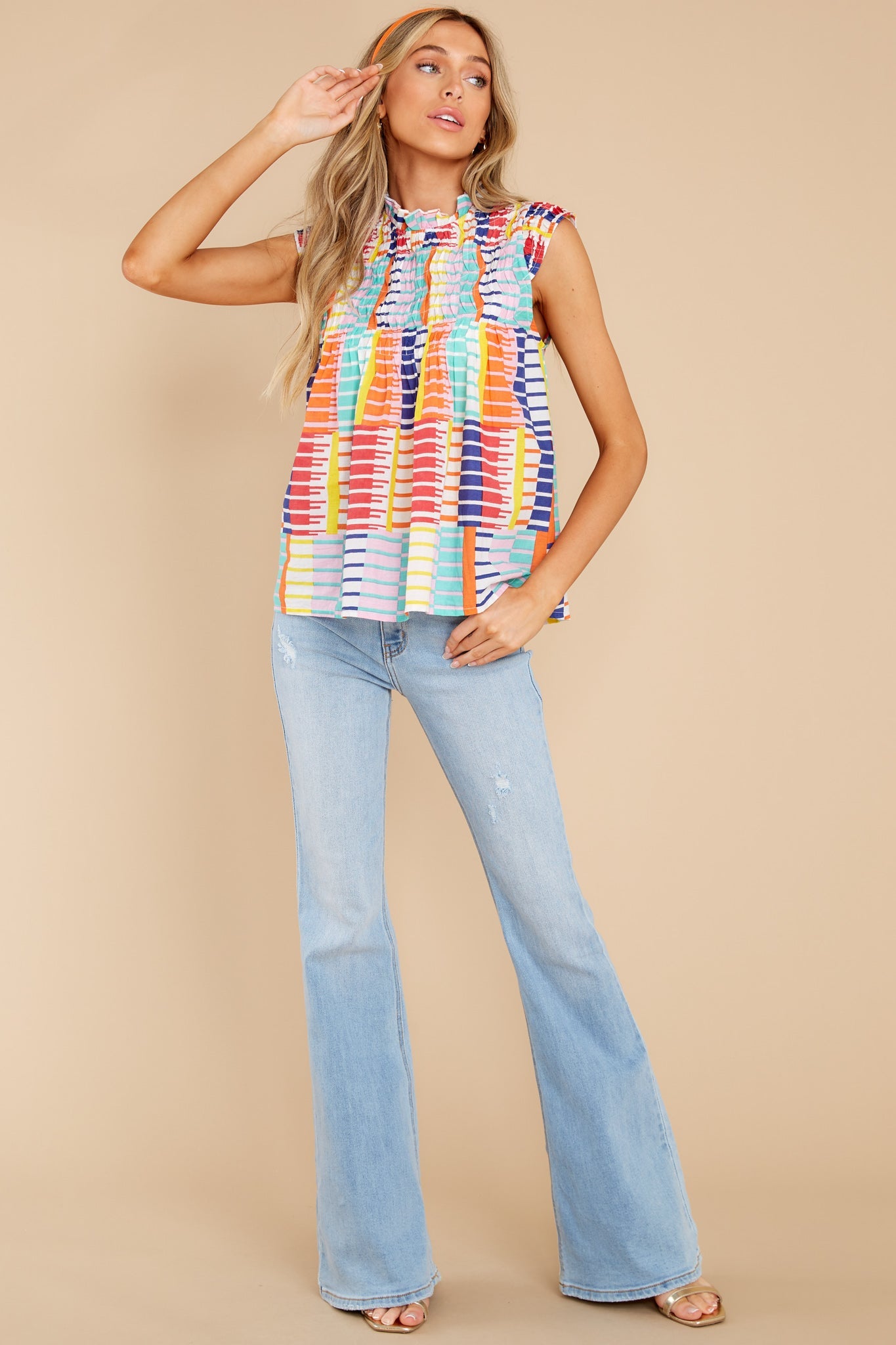 Color Me Surprised Ivory Multi Print Cotton Top