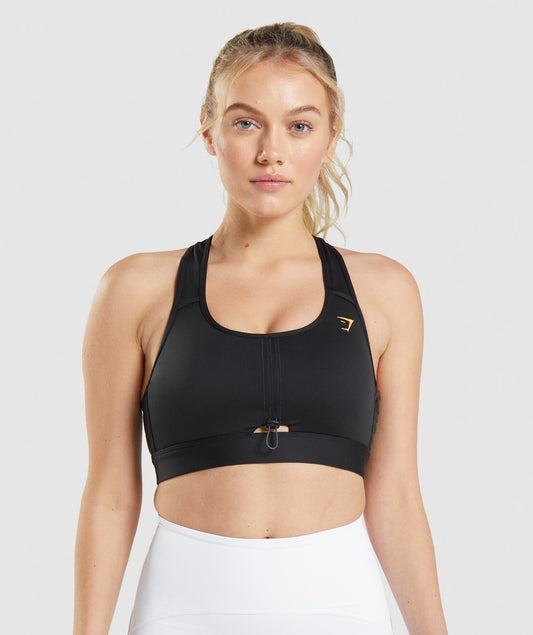 Gymshark Pulse Sports Bra - Black/Apricot Orange