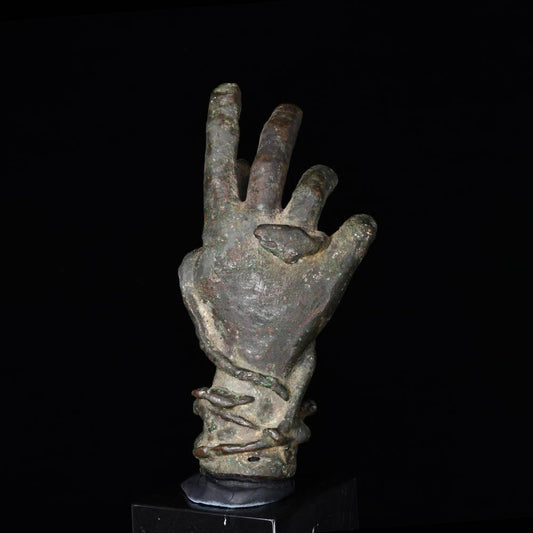 A Roman Bronze hand of Sabazios, Roman Imperial Period, ca. 2nd - 3rd century CE