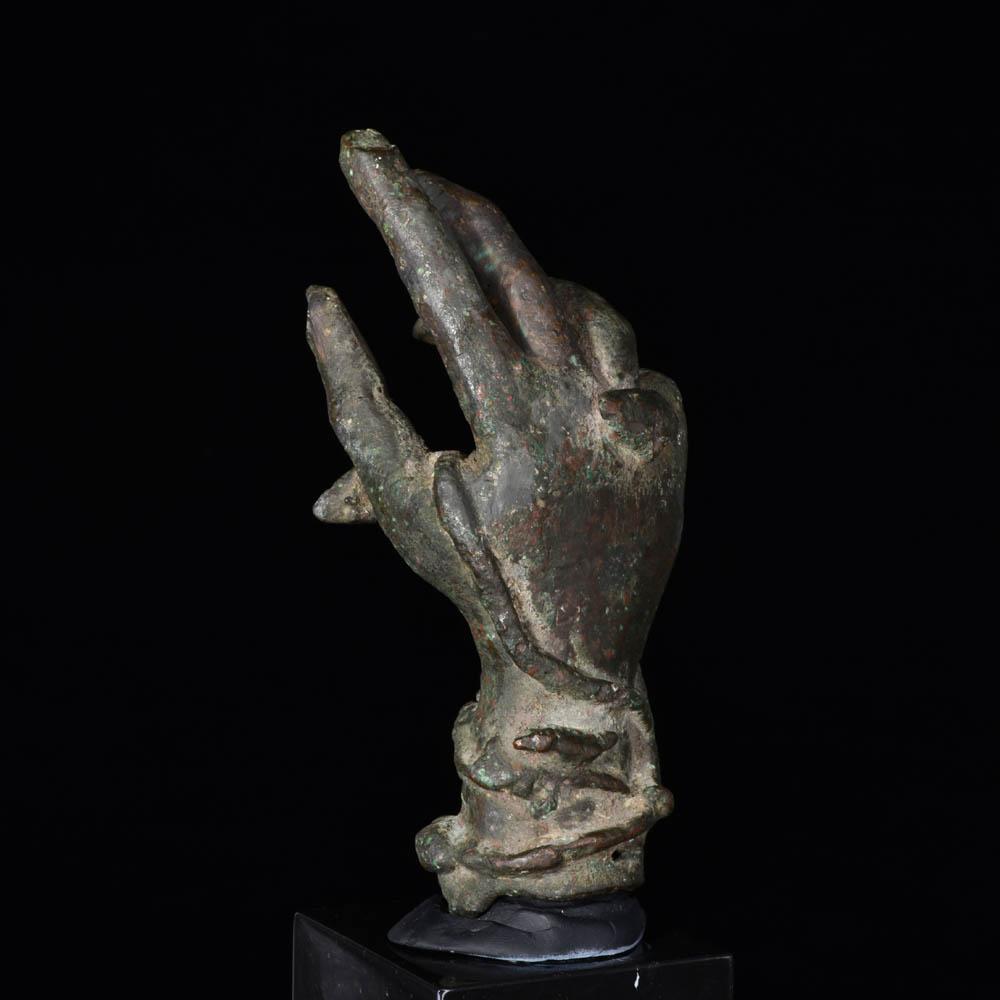 A Roman Bronze hand of Sabazios, Roman Imperial Period, ca. 2nd - 3rd century CE