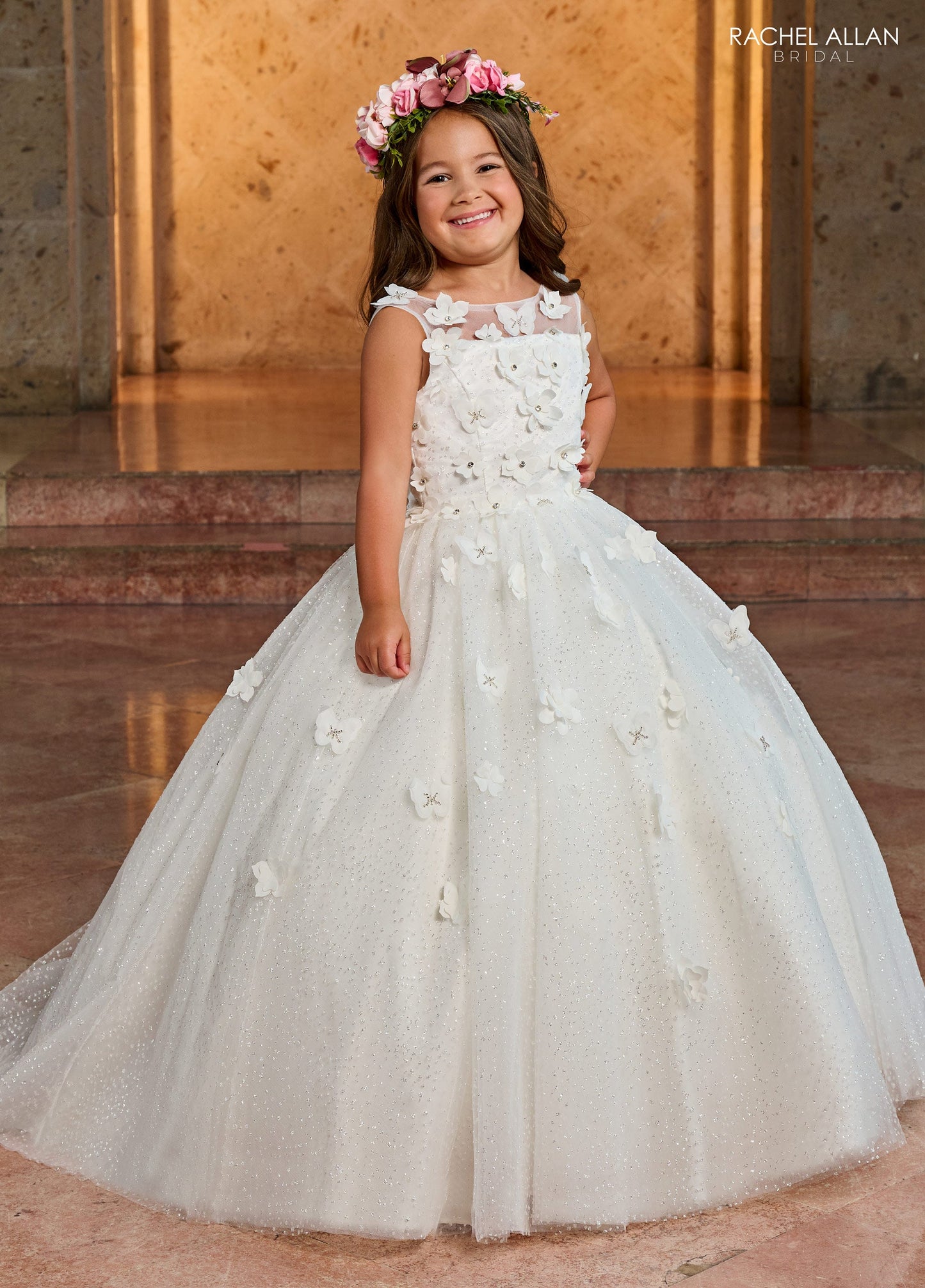 Rachel Allan RB9138 Sparkling Ballgown with 3D Flowers and Beading