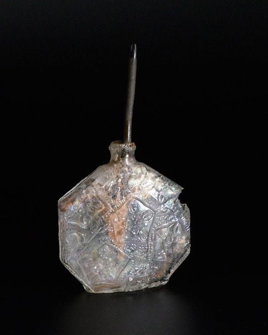 A Byzantine Glass Cosmetic Container with Applicator, ca. 4th century CE