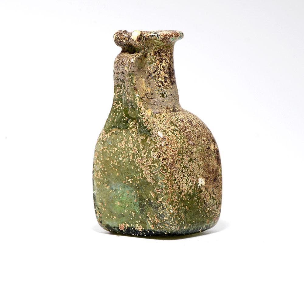 A Roman Green Glass Juglet, 2nd- 3rd Century CE