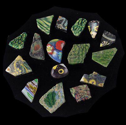 A group of Romano-Egyptian Mosaic Glass Vessel and Tile Fragments, ca 1st century BCE/CE