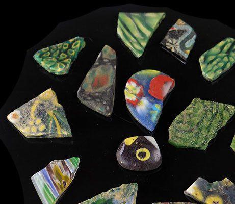 A group of Romano-Egyptian Mosaic Glass Vessel and Tile Fragments, ca 1st century BCE/CE