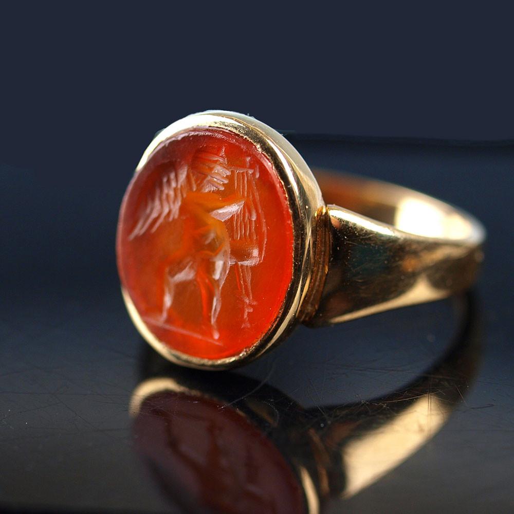 A Roman Carnelian Intaglio Ringstone of Eros, ca. 2nd Century CE