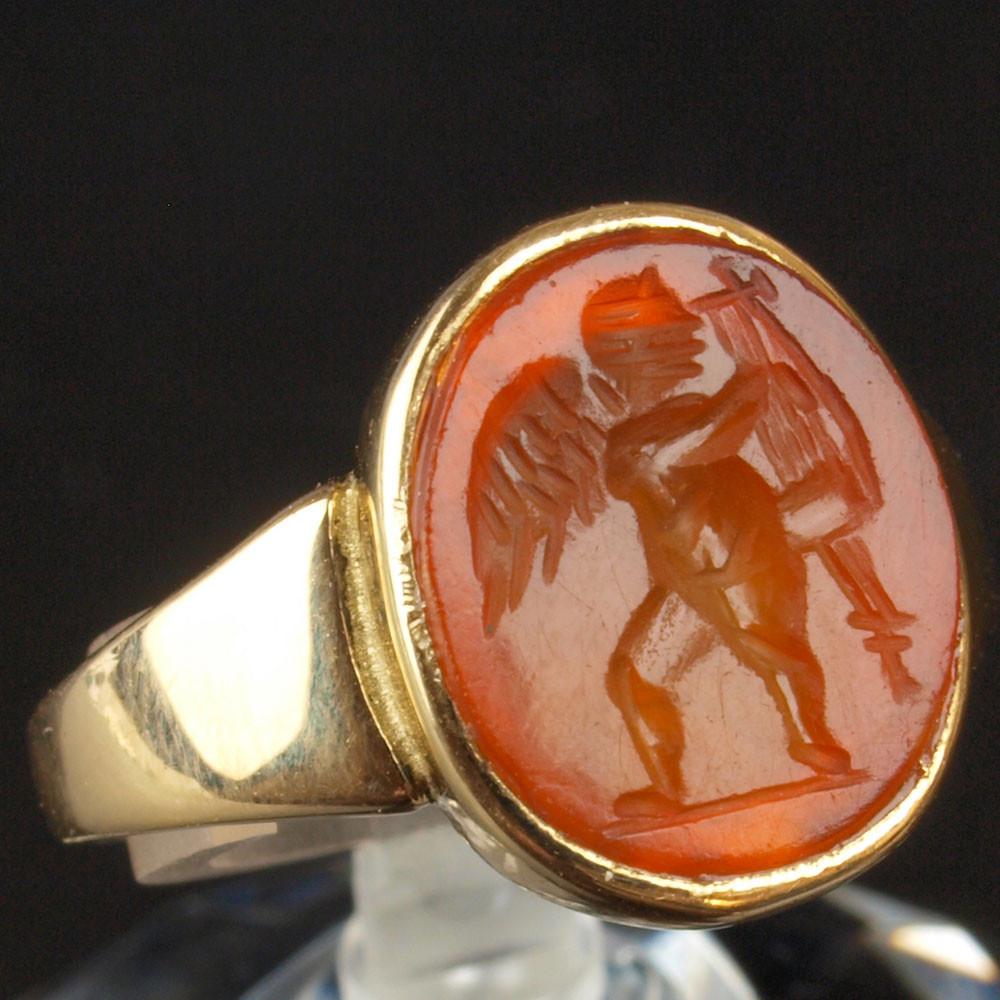 A Roman Carnelian Intaglio Ringstone of Eros, ca. 2nd Century CE