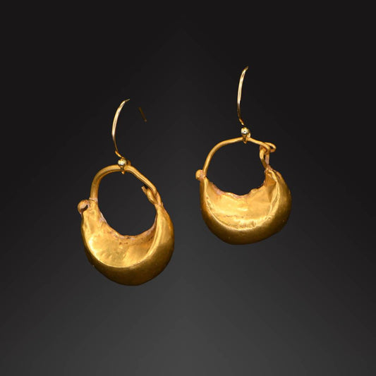 A Pair of Roman Gold Crescent Earrings, Roman Imperial Period, ca. 1st - 2nd century CE