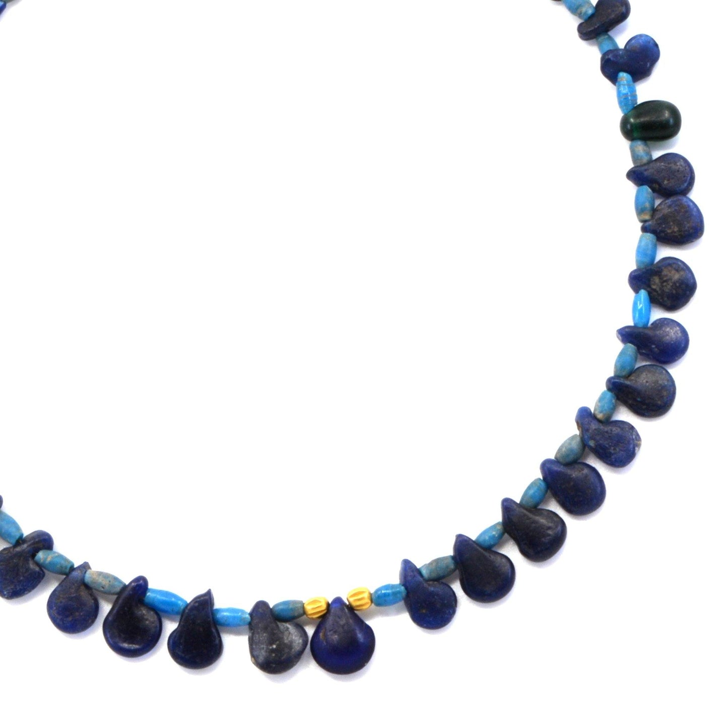 A Roman Blue Glass Necklace with Earrings, Roman Imperial Period, ca. 1st - 2nd Century CE