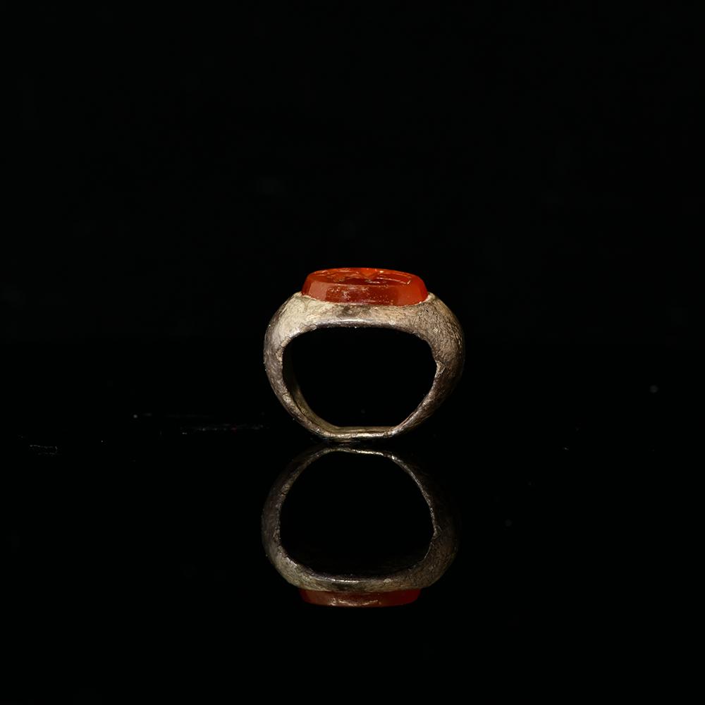 A Roman Silver Ring with Carnelian Intaglio, Roman Imperial Period, ca. 2nd - 3rd century CE