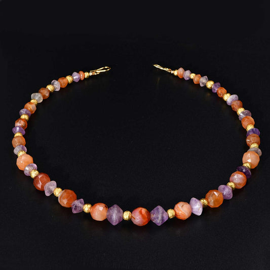 A Roman Amethyst and Carnelian Bead Necklace, ca. 1st - 2nd century CE