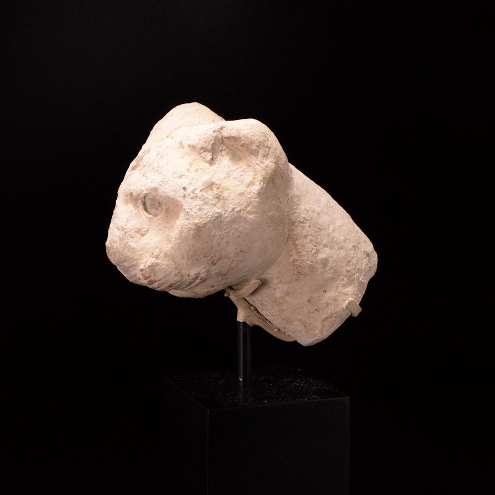An Egyptian Limestone Head of a Cat, Late - Ptolemaic Period, ca. 664 - 332 BCE