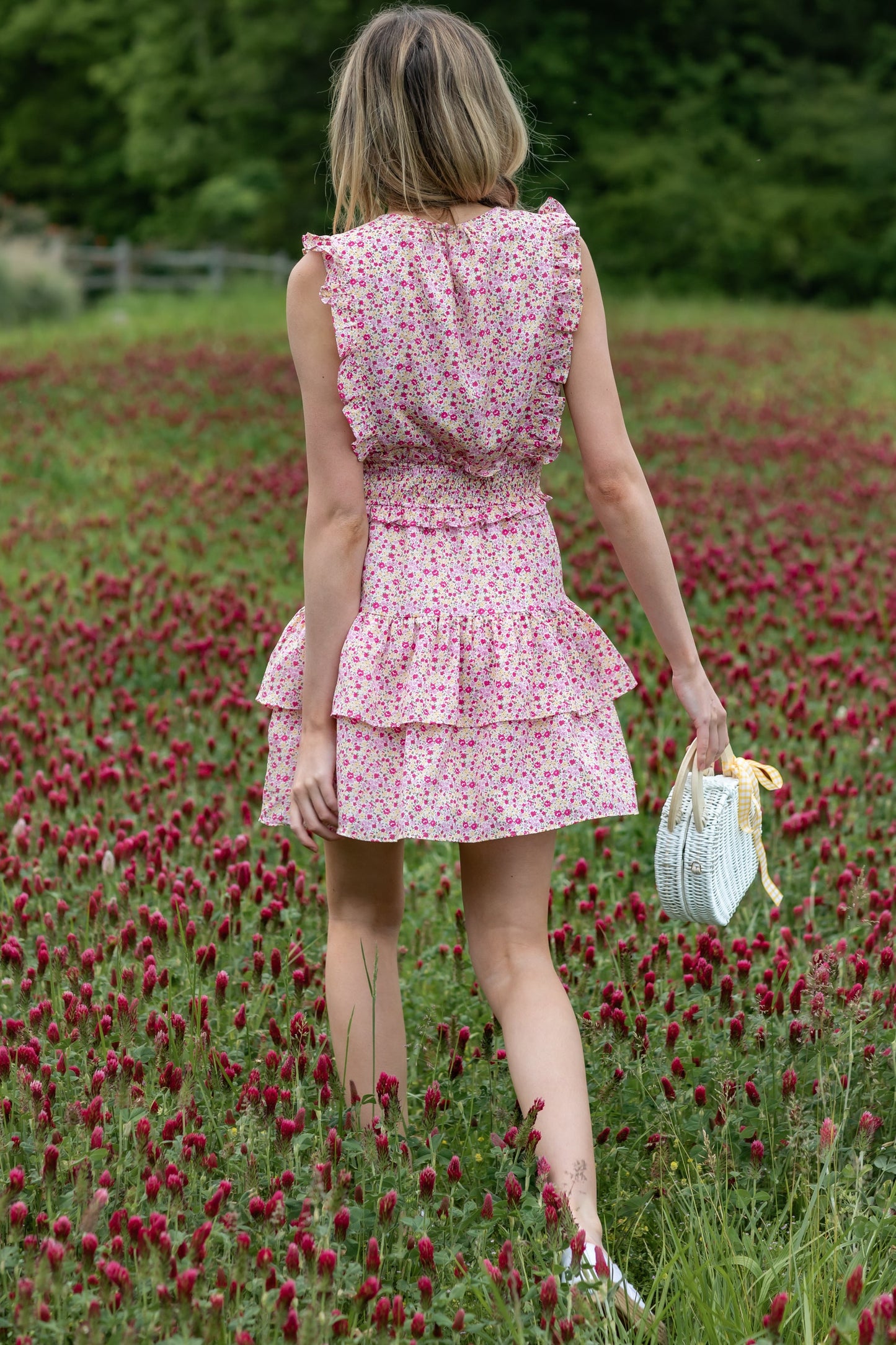 Spin Me Baby Pink Multi Floral Print Dress