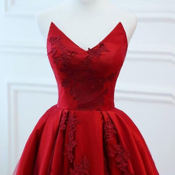 Red Puffy Prom Dress Lace Sweet 16th Ball Gown for Prom,21121017