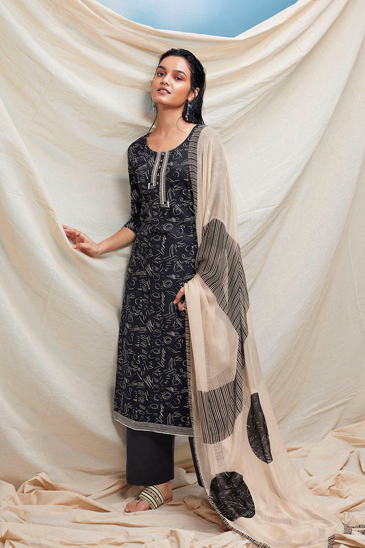 Cotton Kurta with Chiffon Dupatta (Unstitched)