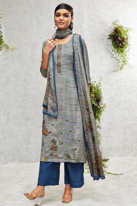 Premium Crepe Printed Suit with Chinon Chiffon Dupatta