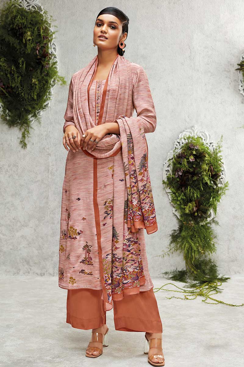 Premium Crepe Printed Suit with Chinon Chiffon Dupatta