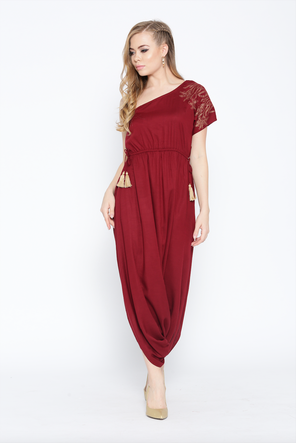 One shoulder dhoti jumpsuit