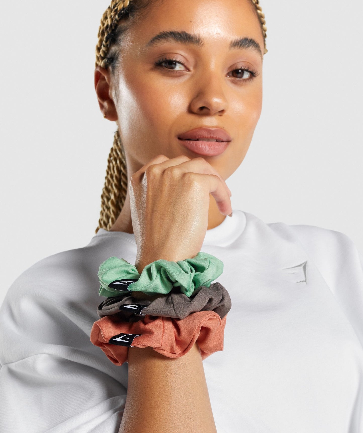 Gymshark Scrunchies 3pk - Orange/Green/Brown