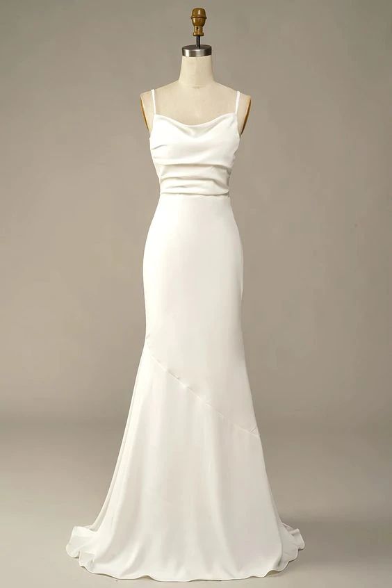 Simple Mermaid Low Back Silk Wedding Dress