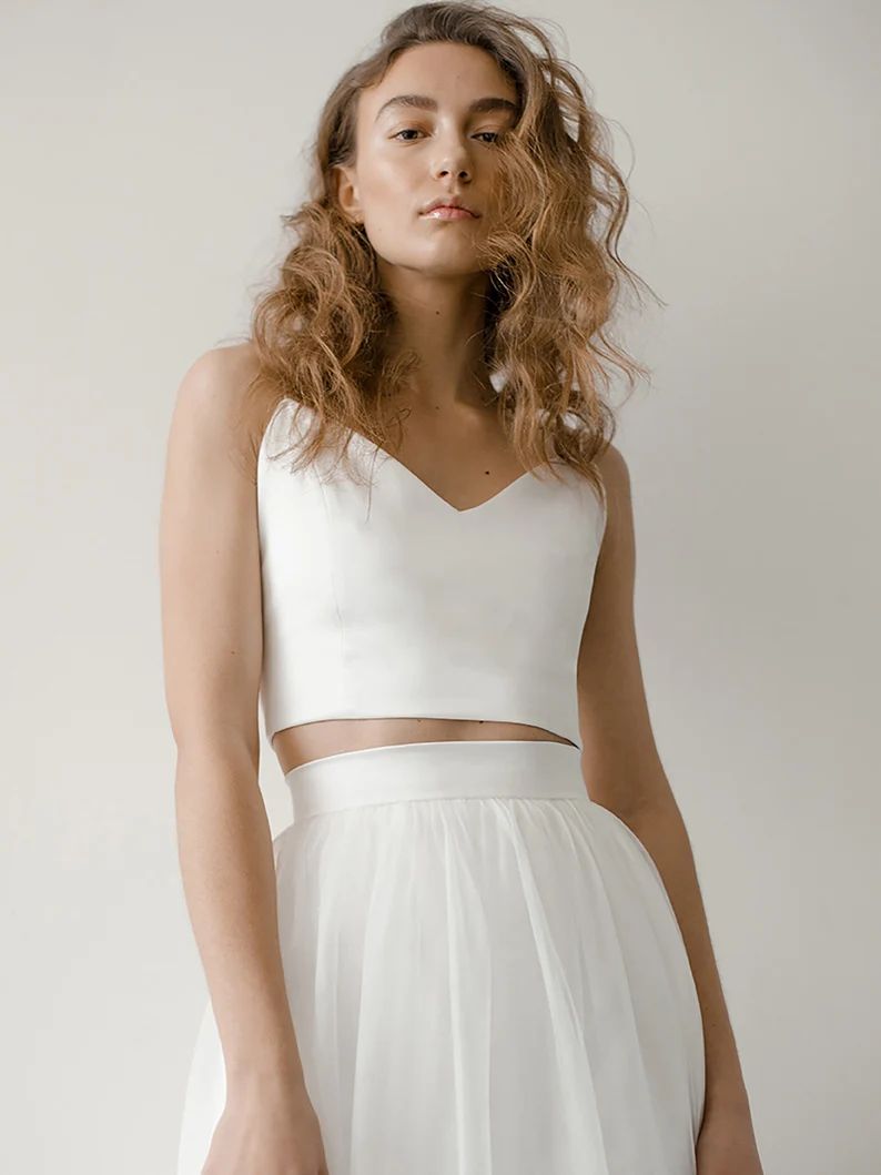 Simple Two Piece Wedding Top and Tulle Skirt