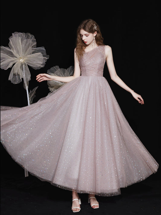 Sparkly Tulle Formal Ankle Length Prom Dress