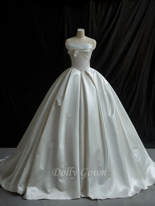 Strapless Ball Gown Silk Duchess Satin Wedding Dress