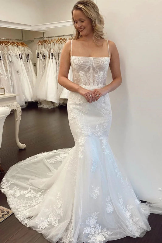 Stylish Lace Mermaid See Though Wedding Dress