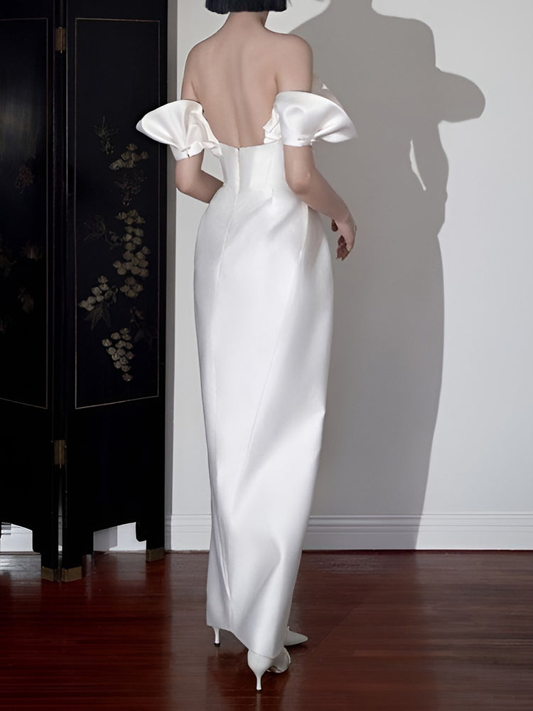 Stylish Satin Ankle Length Sheath Wedding Dress