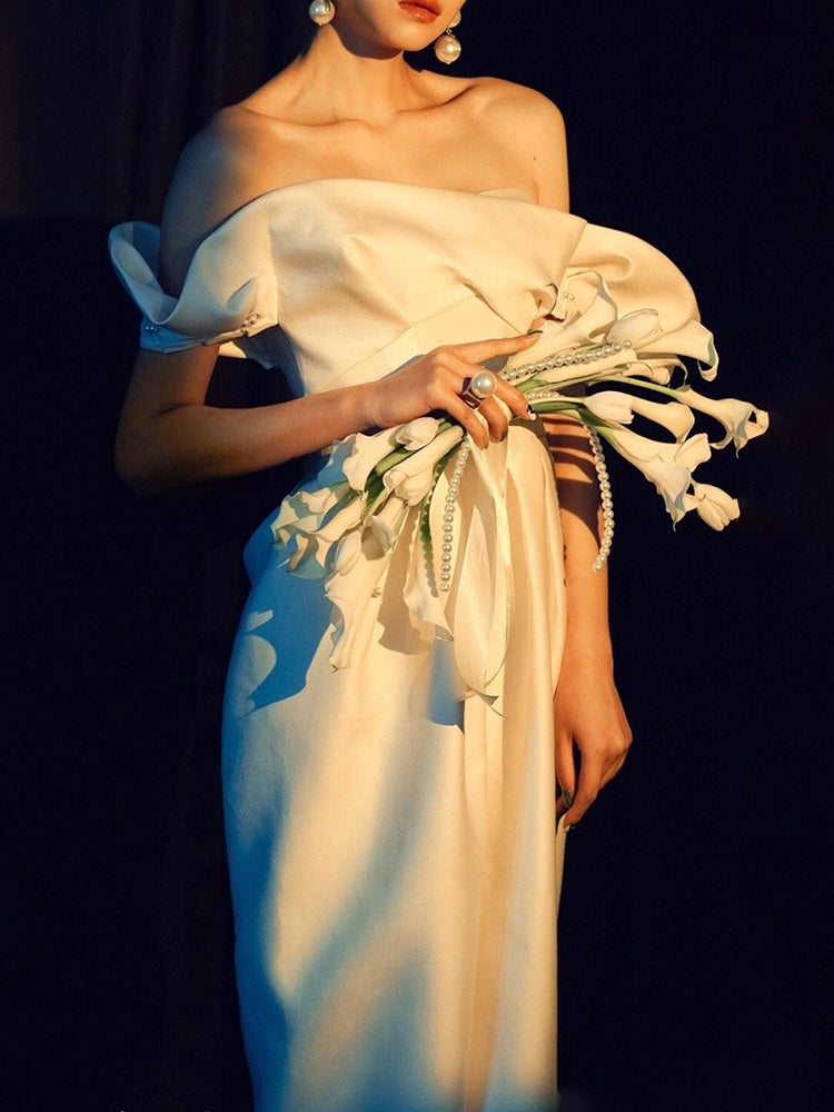 Stylish Satin Ankle Length Sheath Wedding Dress