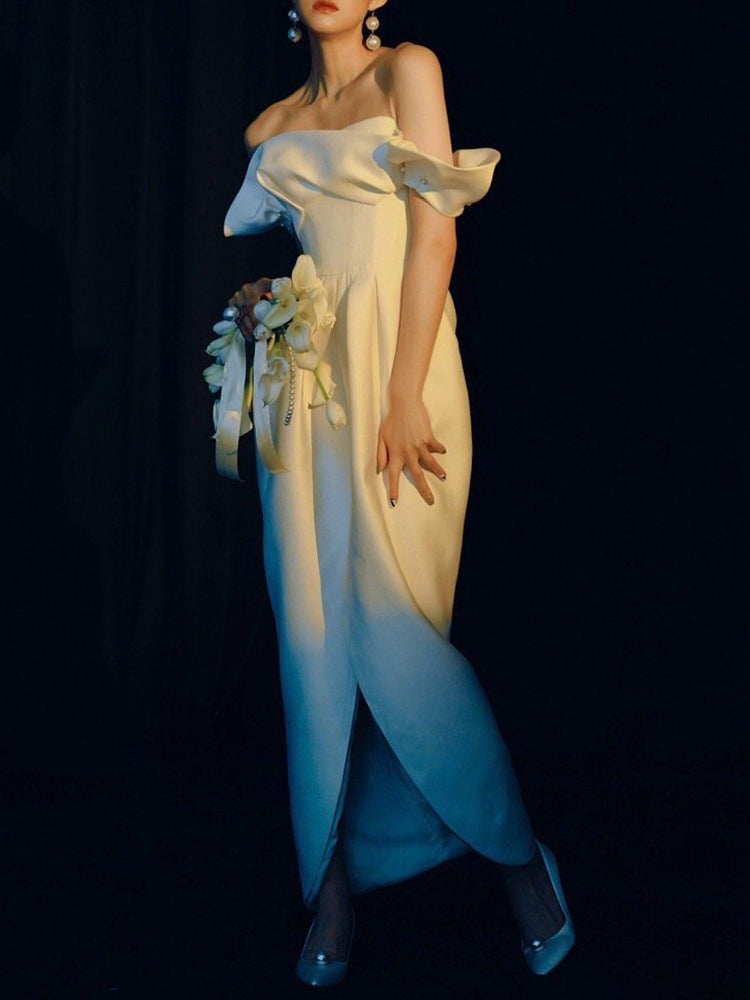 Stylish Satin Ankle Length Sheath Wedding Dress