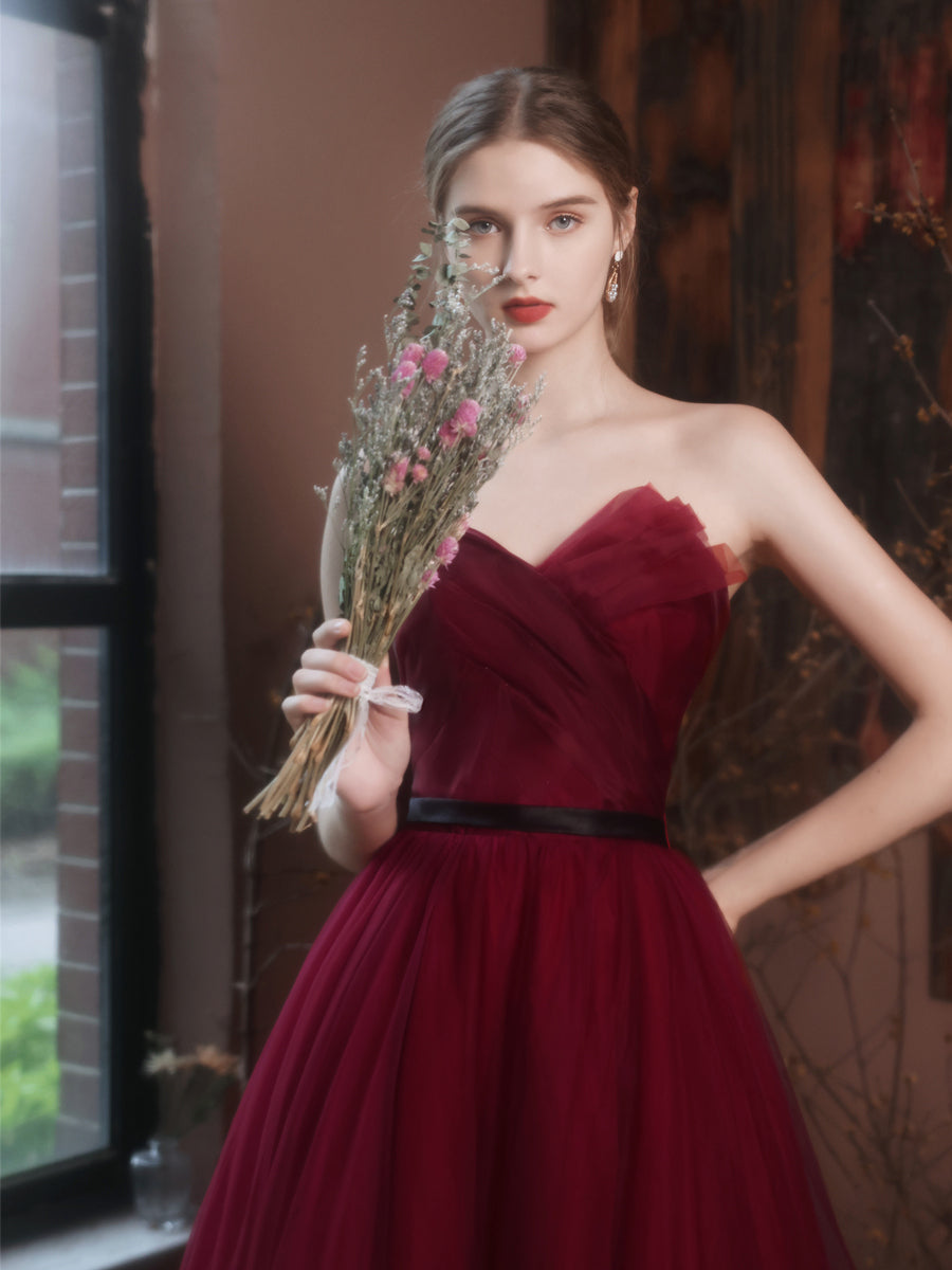 Sweetheart Maroon Formal Dress Long