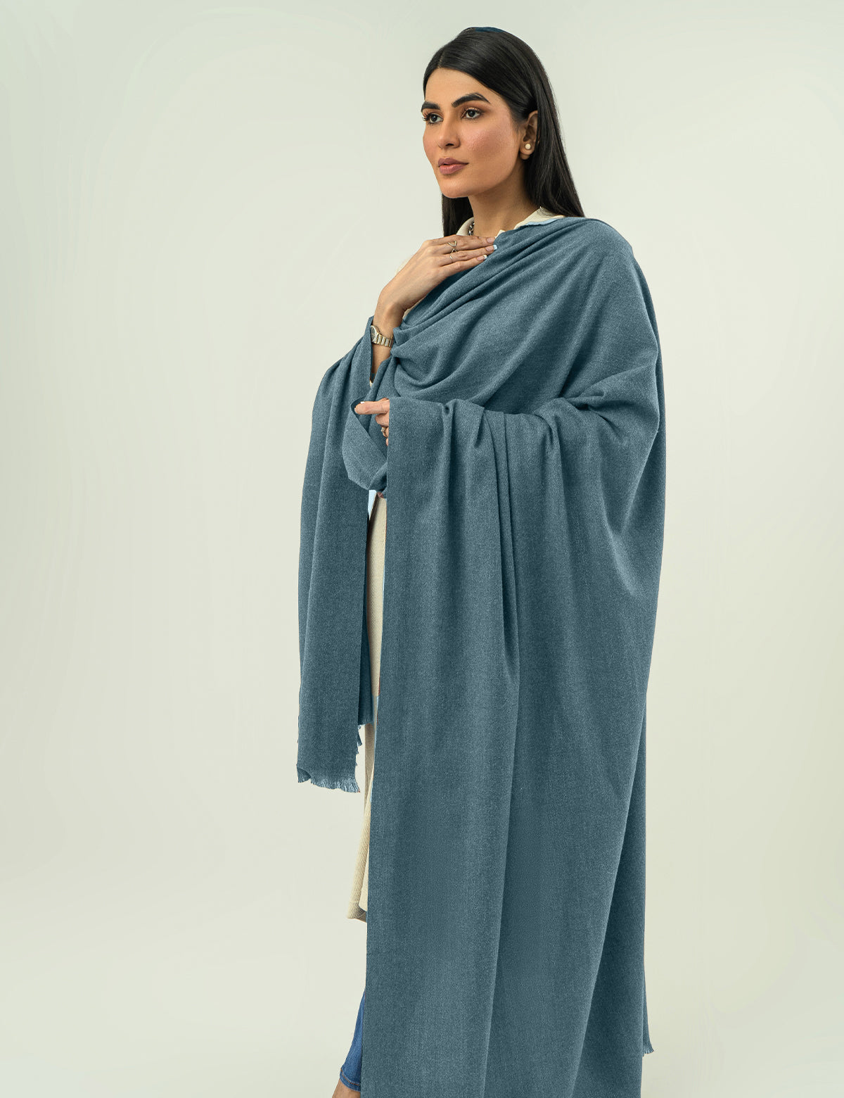 Woolen Cashmere Shawl - Denim