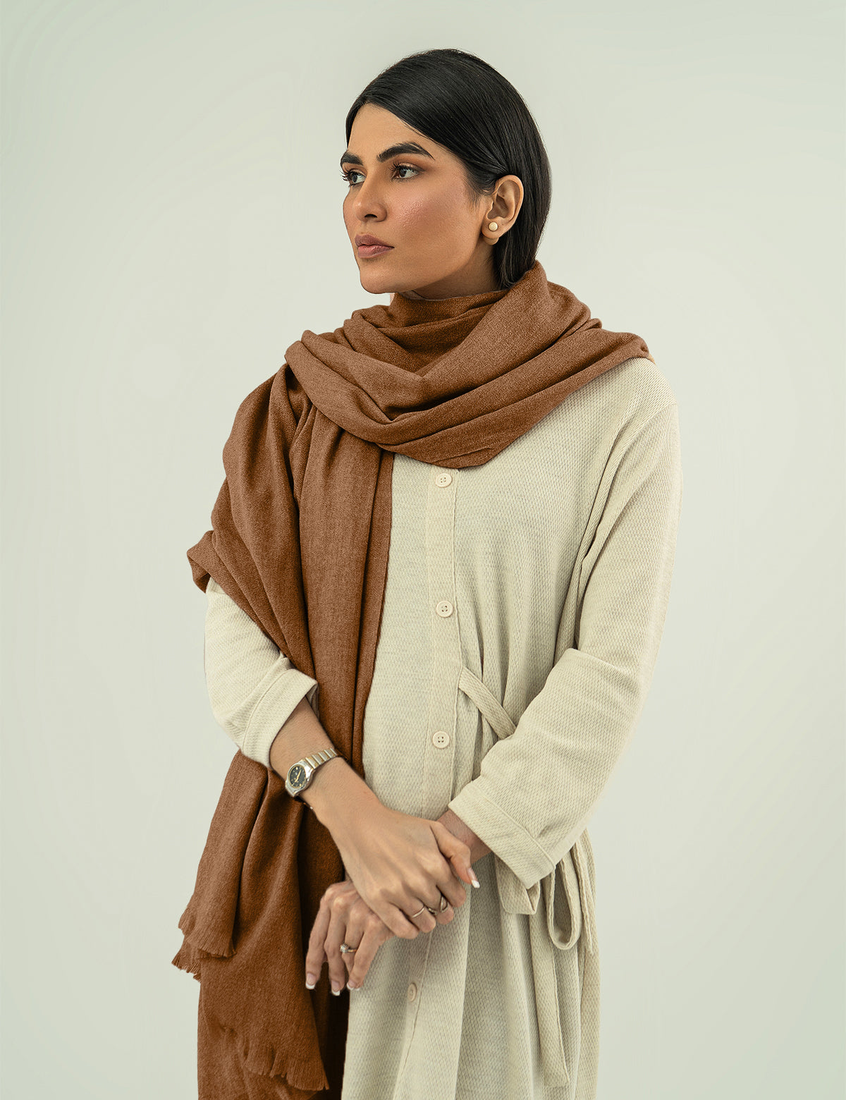 Woolen Cashmere Shawl - Summer Tan