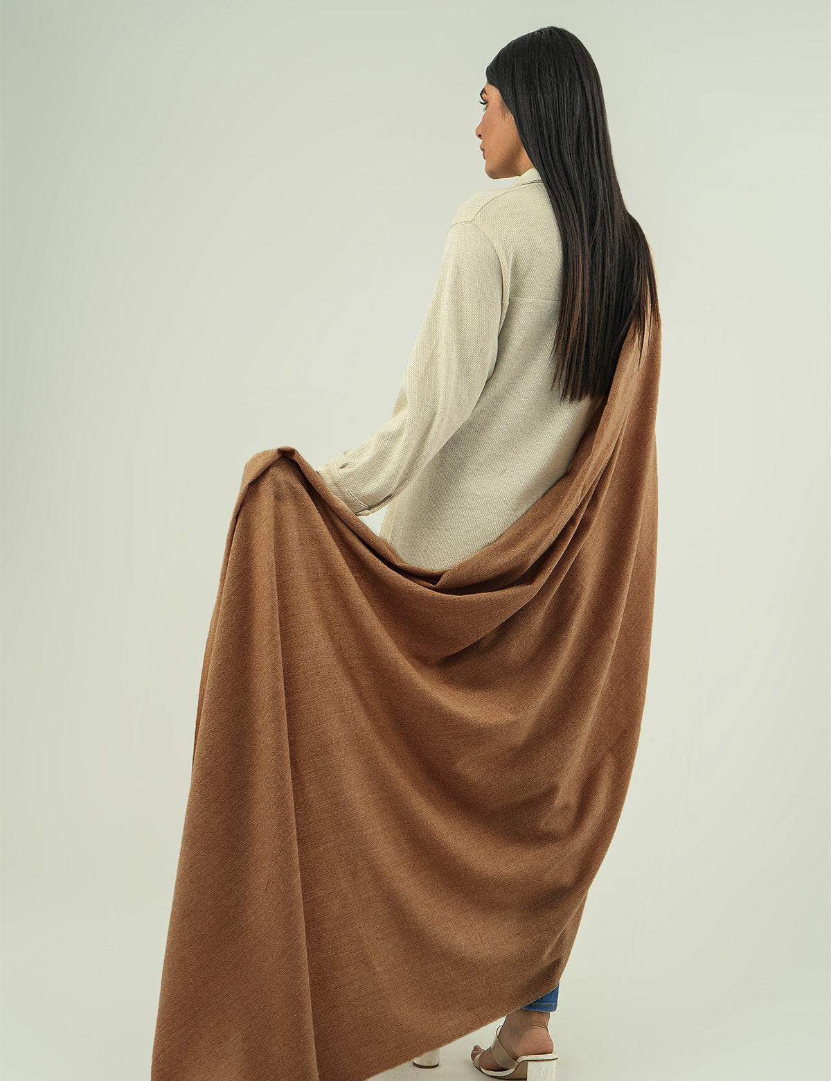 Woolen Cashmere Shawl - Summer Tan