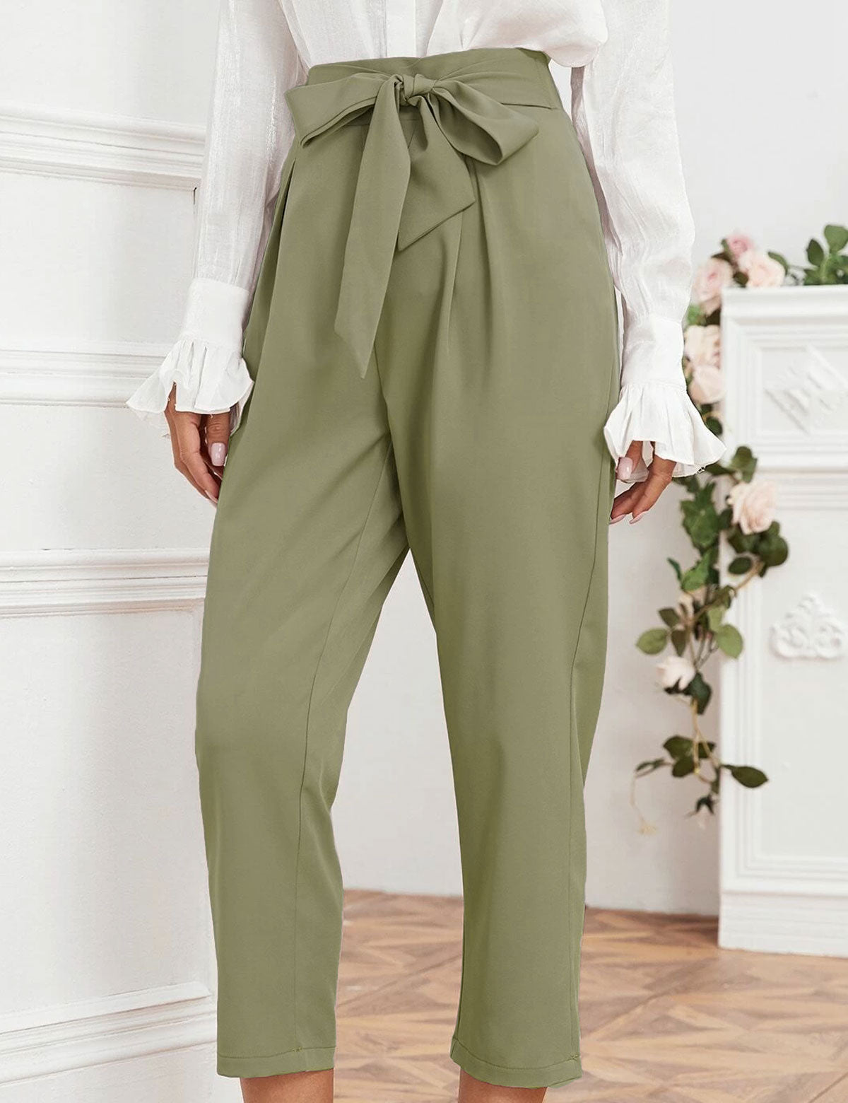 Bow-tie Pants - Olive