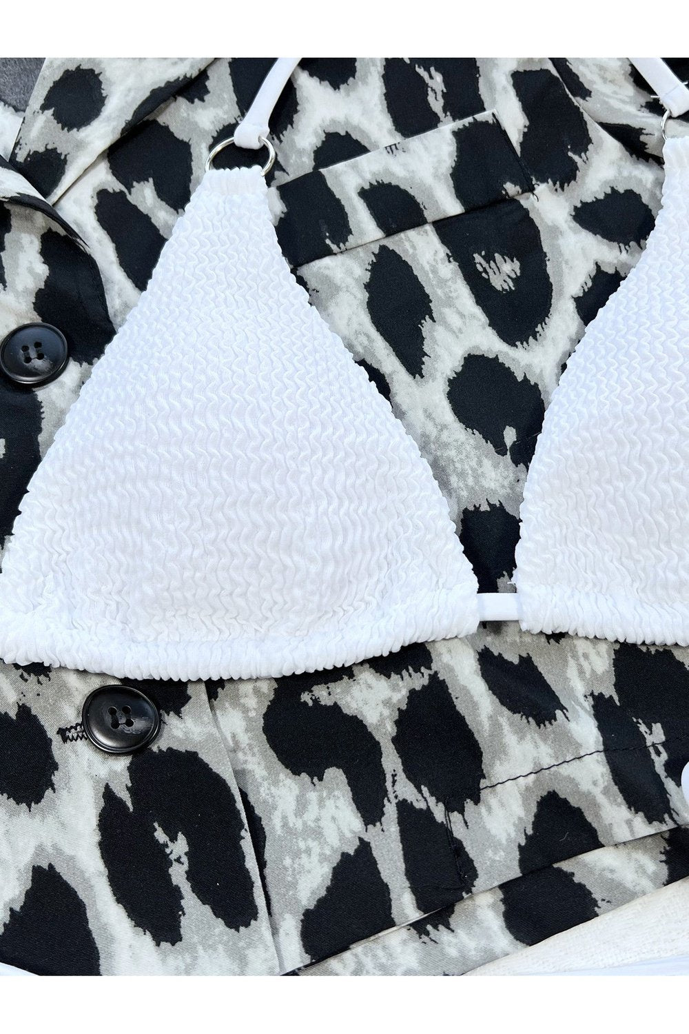Textured Halter Neck Tie Side Bikini Set