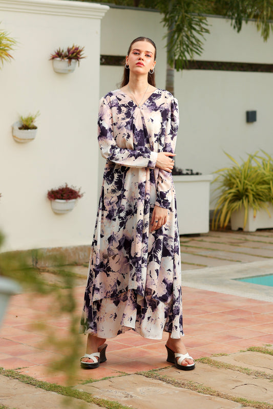Multi-Layered Retro Floral Maxi Test