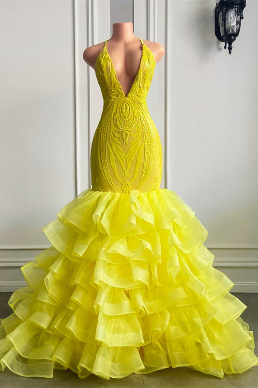 Tiered Yellow Prom Dress Curvy Black Girl Slays