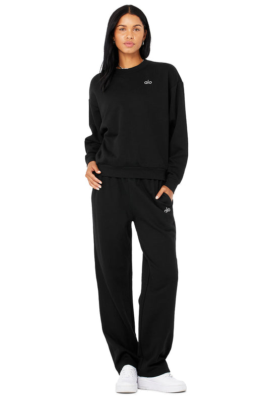 Accolade Crew Neck Pullover & Accolade Straight Leg Sweatpant Set - Black