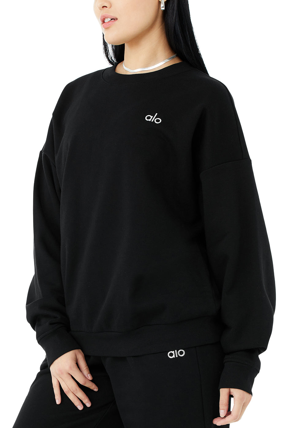 Accolade Crew Neck Pullover & Accolade Straight Leg Sweatpant Set - Black