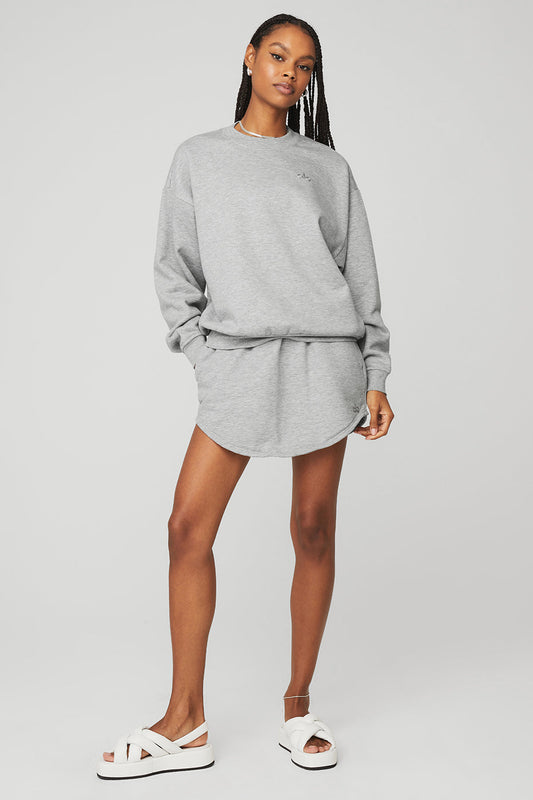 Accolade Crew Neck Pullover & High-Waist Accolade Skirt Set - Athletic Heather Grey