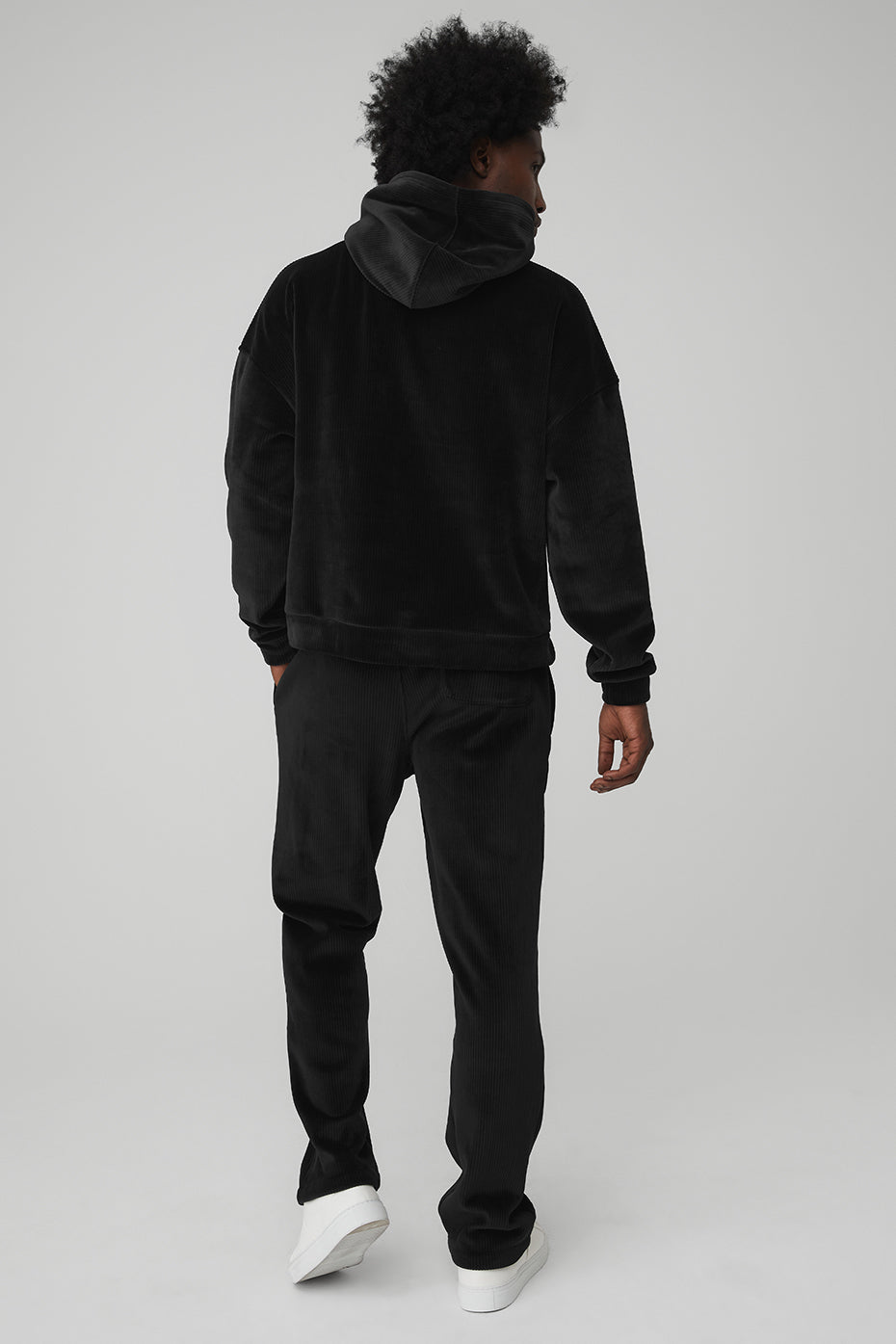 Men's Velour Baller Hoodie & Pant Set - Black