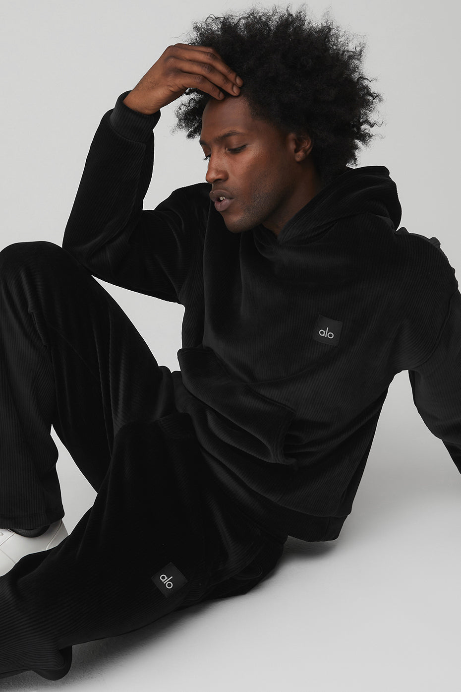Men's Velour Baller Hoodie & Pant Set - Black
