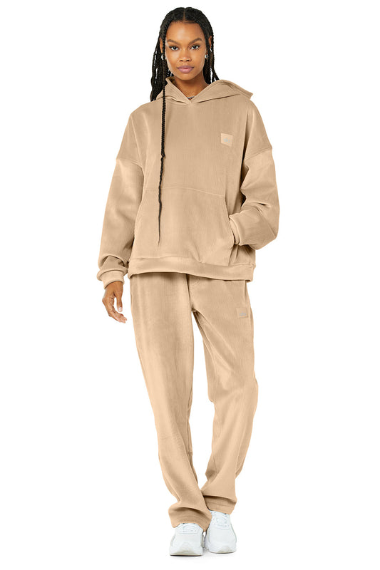 Velour Baller Hoodie & Pant Set - Sand Dune