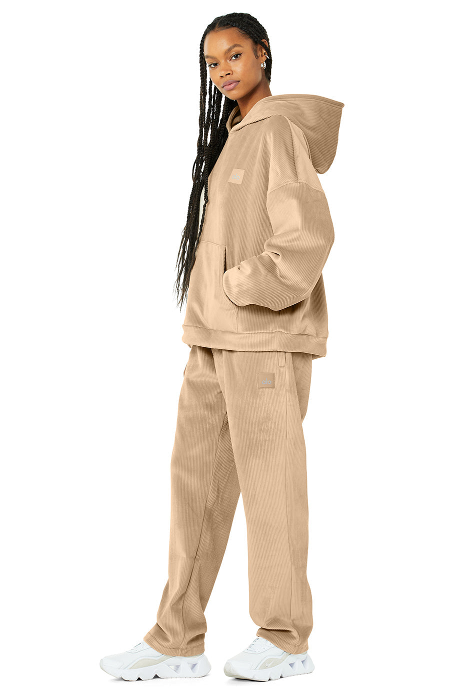 Velour Baller Hoodie & Pant Set - Sand Dune